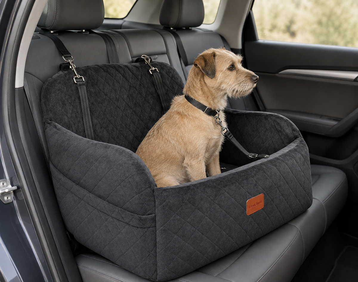 Washable Dog Car Seat with Bolster and Foam Travel Bed