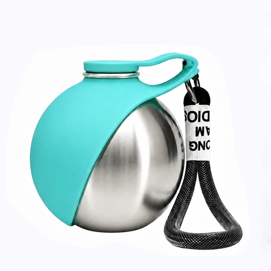 10oz Stainless Steel Pet Travel Water Bottle with Foldable Bowl
