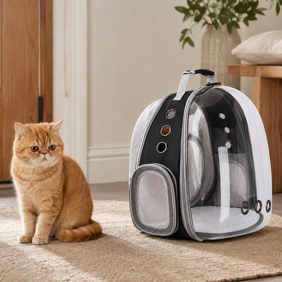 Clear-Window Expandable Pet Carrier Backpack
