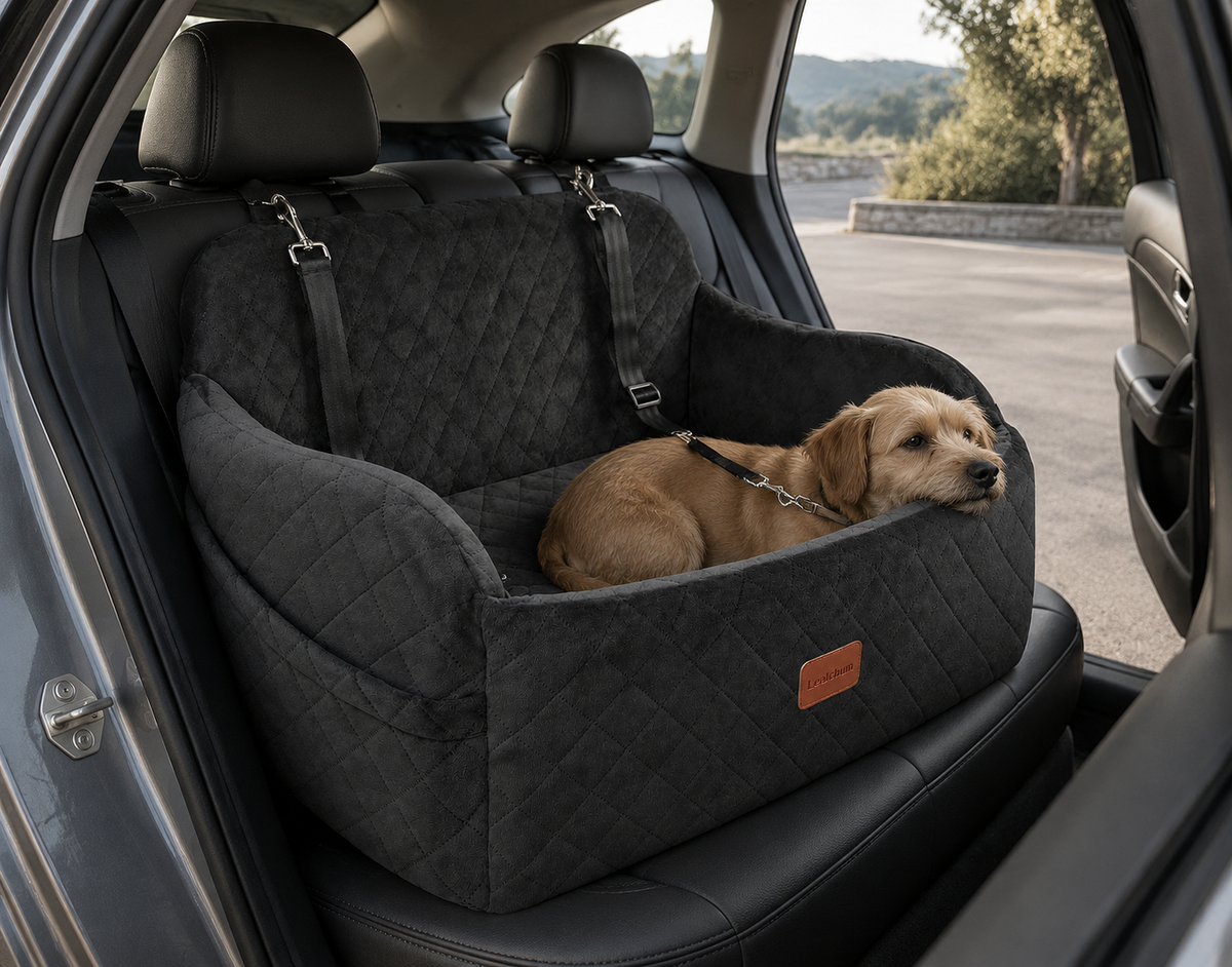 Washable Dog Car Seat with Bolster and Foam Travel Bed