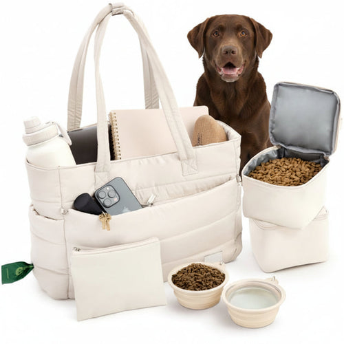 Dog Travel Bag — Tote with Collapsible Bowls & Food Container