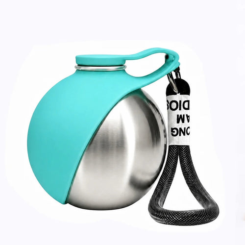10oz Stainless Steel Pet Travel Water Bottle with Foldable Bowl